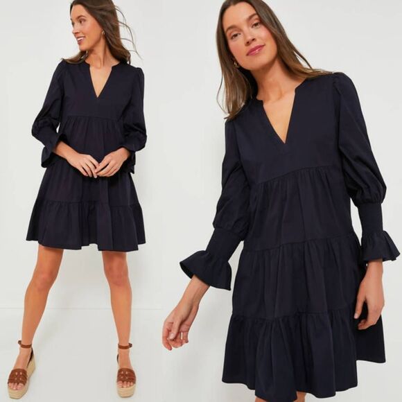 Tuckernuck Pomander Place Navy Cotton Poplin Kenzo Dress XS - Picture 1 of 9